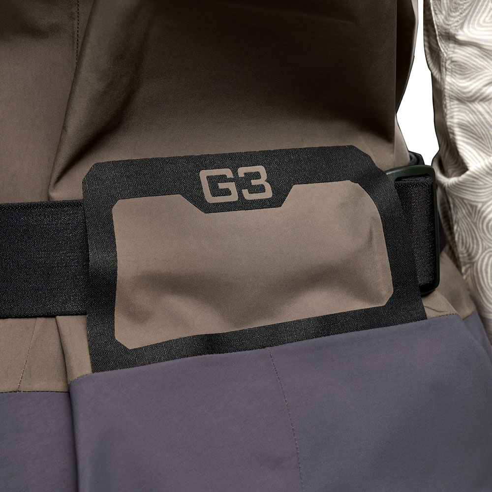 Built-in low-profile back belt loop to secure a high quality neoprene wading belt (included)