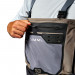Two top-access chest stretch storage pockets perfect for most thin fly boxes with docking stations